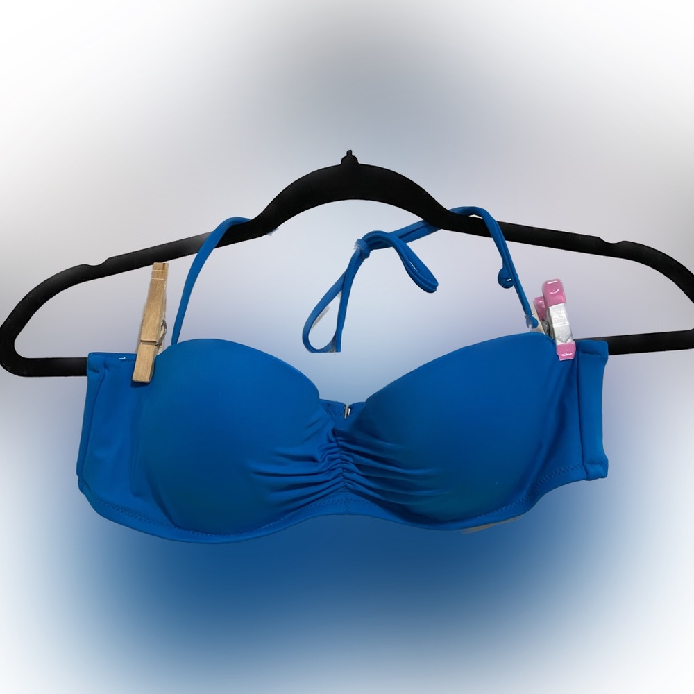 Victoria’s Secret Adjustable Bikini Swim Suit Blue 36B Top Only